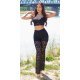 Tinuta din dantela neagra, pantaloni si crop top, Amore Tinuta din dantela neagra, pantaloni si crop top, Amore 2 - jojofashion.ro