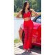 Tinuta din dantela rosie, pantaloni si crop top, Amore Tinuta din dantela rosie, pantaloni si crop top, Amore 2 - jojofashion.ro