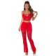 Tinuta din dantela rosie, pantaloni si crop top, Amore Tinuta din dantela rosie, pantaloni si crop top, Amore 4 - jojofashion.ro