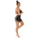 Tinuta din doua piese, din latex, neagra, fusta si top, Dylla 5 - jojofashion.ro