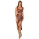 Tinuta din doua piese, piele eco maro, fusta midi si crop top, Janine 7 - jojofashion.ro