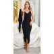 Tinuta din doua piese, rochie midi si cardigan, din vascoza, neagra, mulata, Nadinn 2 - jojofashion.ro