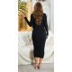 Tinuta din doua piese, rochie midi si cardigan, din vascoza, neagra, mulata, Nadinn 4 - jojofashion.ro