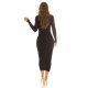 Tinuta din doua piese, rochie midi si cardigan, din vascoza, neagra, mulata, Nadinn 7 - jojofashion.ro