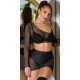 Tinuta doua piese, din plasa neagra, fusta scurta si crop top, Cambell Tinuta doua piese, din plasa neagra, fusta scurta si crop top, Cambell 2 - jojofashion.ro