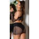 Tinuta doua piese, din plasa neagra, fusta scurta si crop top, Cambell Tinuta doua piese, din plasa neagra, fusta scurta si crop top, Cambell 3 - jojofashion.ro