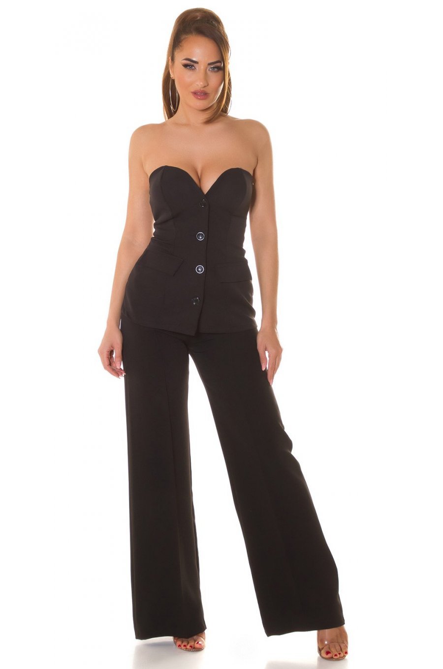 Top dama elegant negru, tip sacou, cu umerii goi, Lafayette Top dama elegant negru, tip sacou, cu umerii goi, Lafayette 3 - jojofashion.ro