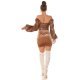Top dama elegant, piele eco, maro, cu maneca lunga si umeri goi, Meghan 6 - jojofashion.ro