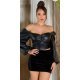 Top dama elegant, piele eco, negru, cu maneca lunga si umeri goi, Meghan 2 - jojofashion.ro