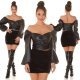 Top dama elegant, piele eco, negru, cu maneca lunga si umeri goi, Meghan 8 - jojofashion.ro