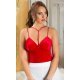 Top dama rosu, din catifea, cu bretelute si cupe, Danni 2 - jojofashion.ro