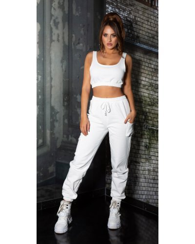 Compleu dama sport bumbac alb Rashida - jojofashion.ro