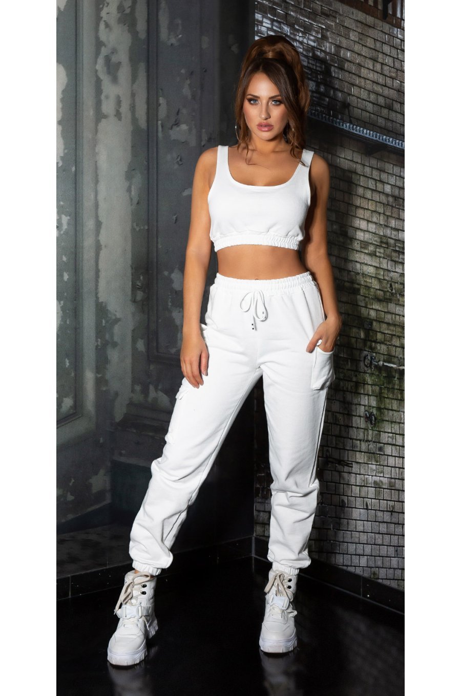 Compleu dama sport bumbac alb Rashida Compleu dama sport bumbac alb Rashida 1 - jojofashion.ro