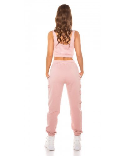 Compleu dama sport bumbac roz pal Rashida - jojofashion.ro