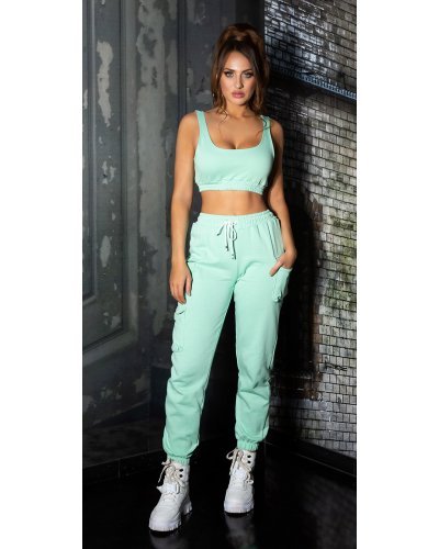 Compleu dama sport bumbac verde menta Rashida - jojofashion.ro