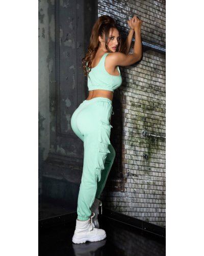 Compleu dama sport bumbac verde menta Rashida - jojofashion.ro