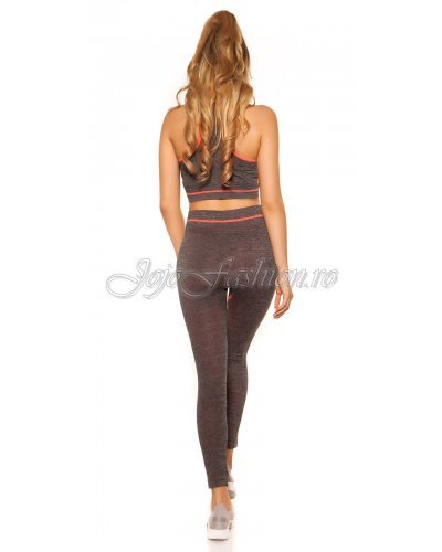Set colanti si bustiera gri cu print corai Olympia Colanti dama, Set colanti si bustiera gri cu print corai Olympia - jojofashion.ro