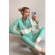 Trening casual din tricot turcoaz cu dungi albe Desiree 2 - jojofashion.ro