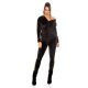 Trening dama casual catifea neagra cu dungi aurii Jasmin 3 - jojofashion.ro
