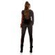 Trening dama casual catifea neagra cu dungi rosii Jasmin 4 - jojofashion.ro