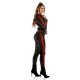 Trening dama casual catifea neagra cu dungi rosii Jasmin 2 - jojofashion.ro