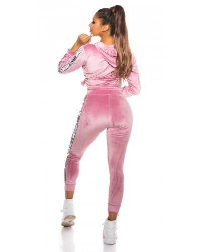Trening dama casual catifea roz Candy - jojofashion.ro