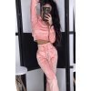 Trening dama casual, din catifea, roz, cu gluga Denisse