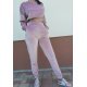 Trening dama, crop top, catifea, roz pudra Gyssa 2 - jojofashion.ro