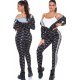 Trening dama negru cu print alb Kim 2 - jojofashion.ro