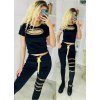 Trening dama, din catifea, negru, cu lanturi aurii streetstyle Keyshia