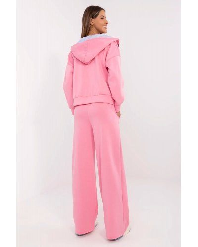 Trening dama bumbac si vascoza roz cu gluga lejer Melany Treninguri dama, Trening dama bumbac si vascoza roz cu gluga lejer Melany - jojofashion.ro