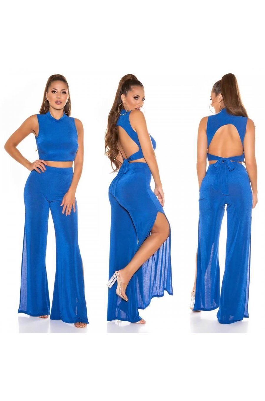 Compleu dama, albastru electric, evazat Mayar Compleu dama, albastru electric, evazat Mayar 5 - jojofashion.ro