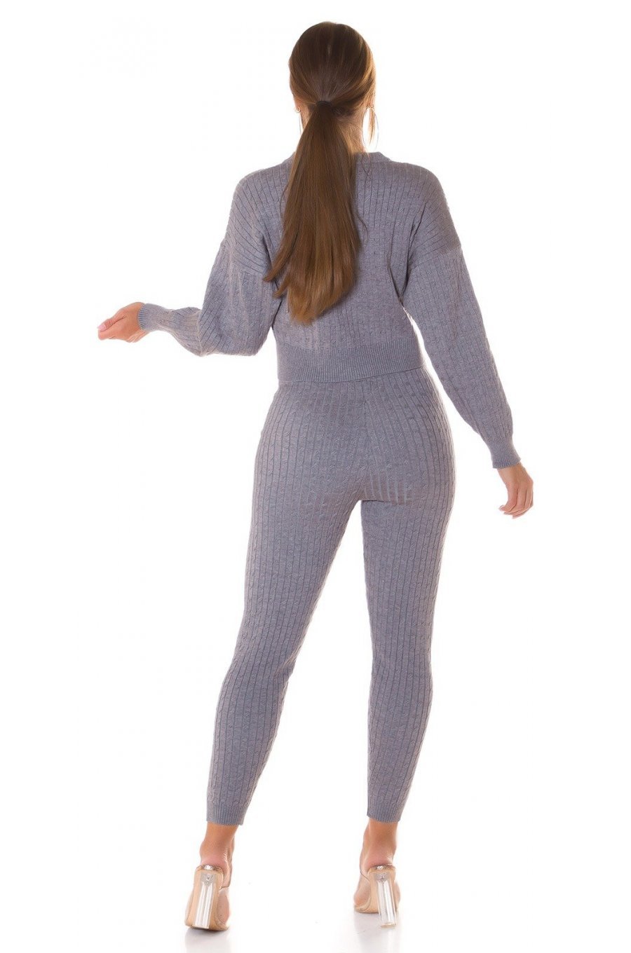 Compleu dama casual, vascoza tricotata, gri, mulat, Cybele Compleu dama casual, vascoza tricotata, gri, mulat, Cybele 2 - jojofashion.ro