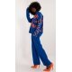 Compleu dama din acril, albastru cu scris orange, cu gluga, casual, Tonya3 3 - jojofashion.ro