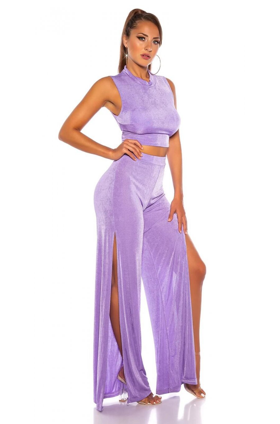 Compleu dama, lila lavanda, evazat Mayar Compleu dama, lila lavanda, evazat Mayar 2 - jojofashion.ro
