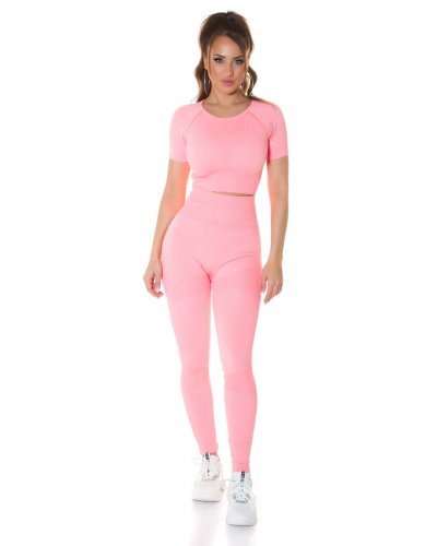 Compleu sport dama, elastic, corai neon, din doua piese Keiko - jojofashion.ro