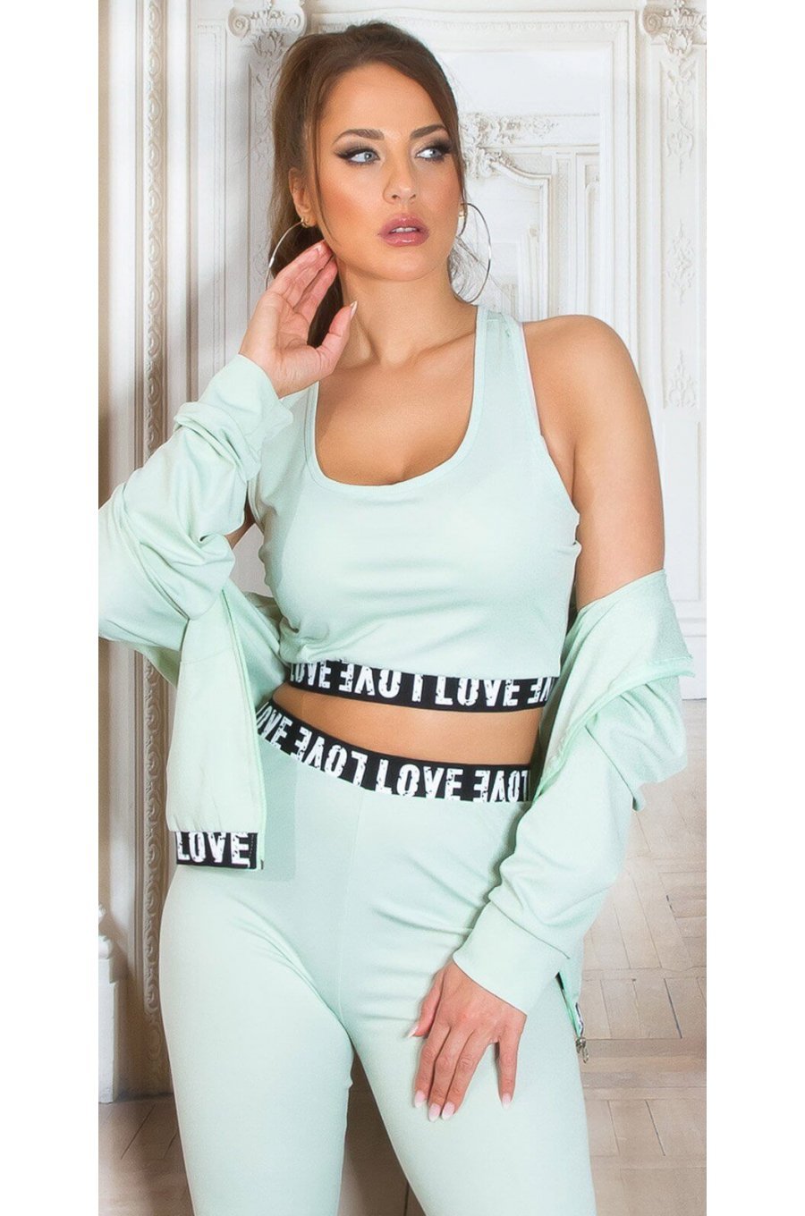 Compleu sport dama, menta, din trei piese Suki Compleu sport dama, menta, din trei piese Suki 6 - jojofashion.ro