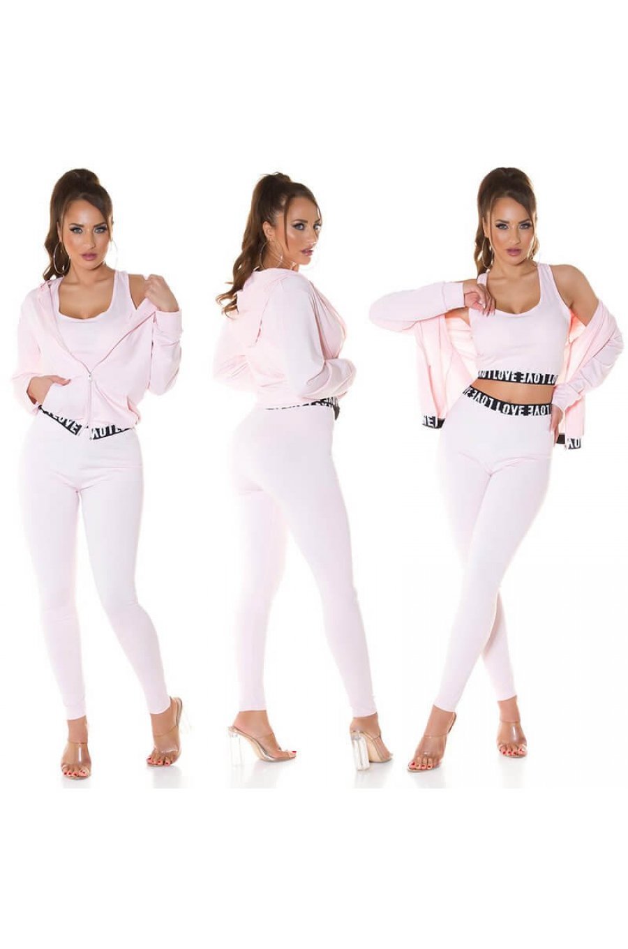 Compleu sport dama, roz pal, din trei piese Suki Compleu sport dama, roz pal, din trei piese Suki 4 - jojofashion.ro