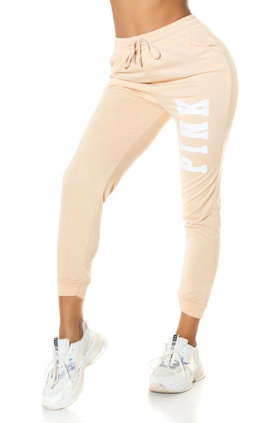 Pantaloni trening de dama, bumbac, bej Moony Pantaloni trening de dama, bumbac, bej Moony 1 - jojofashion.ro