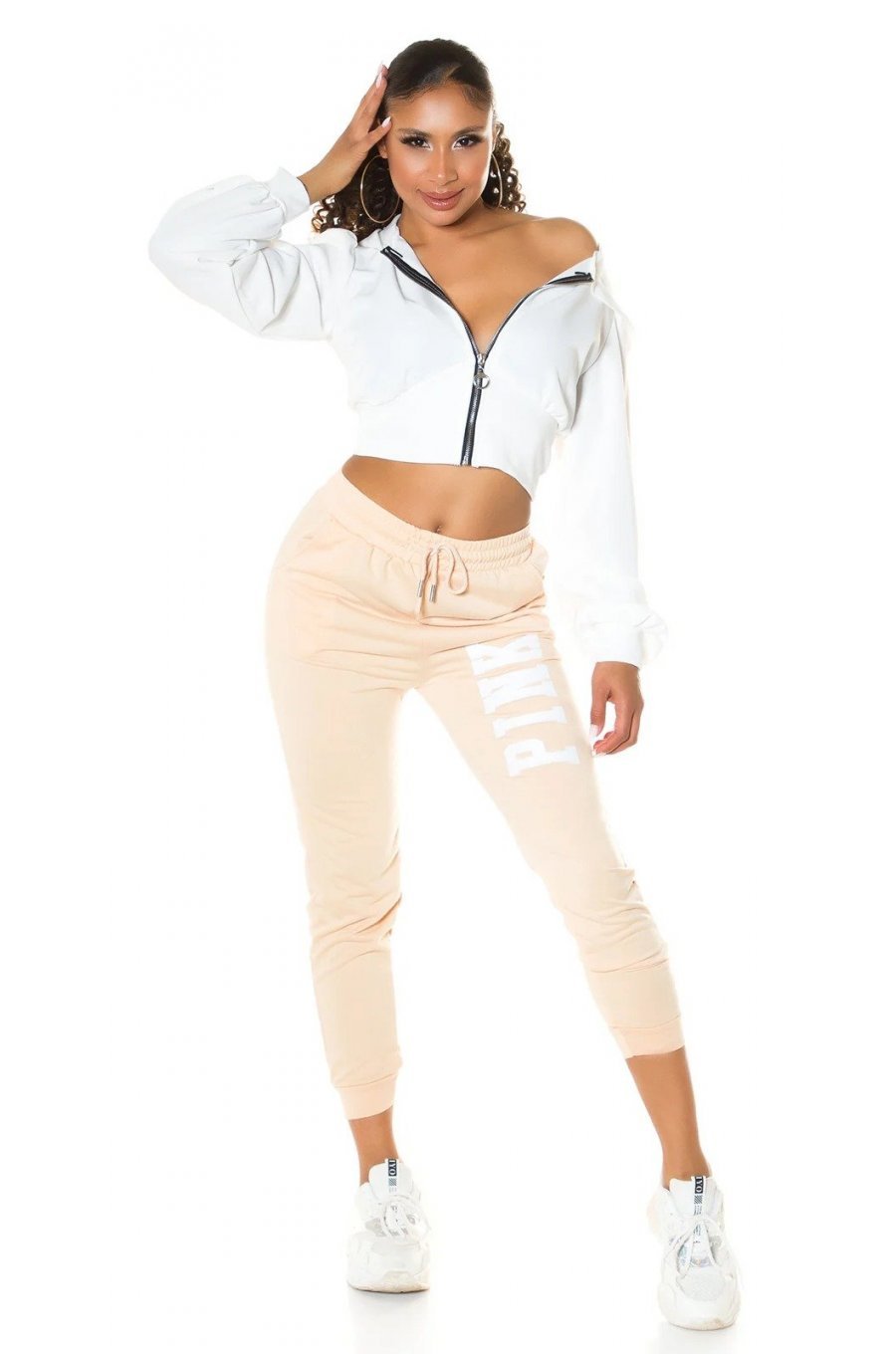Pantaloni trening de dama, bumbac, bej Moony Pantaloni trening de dama, bumbac, bej Moony 5 - jojofashion.ro