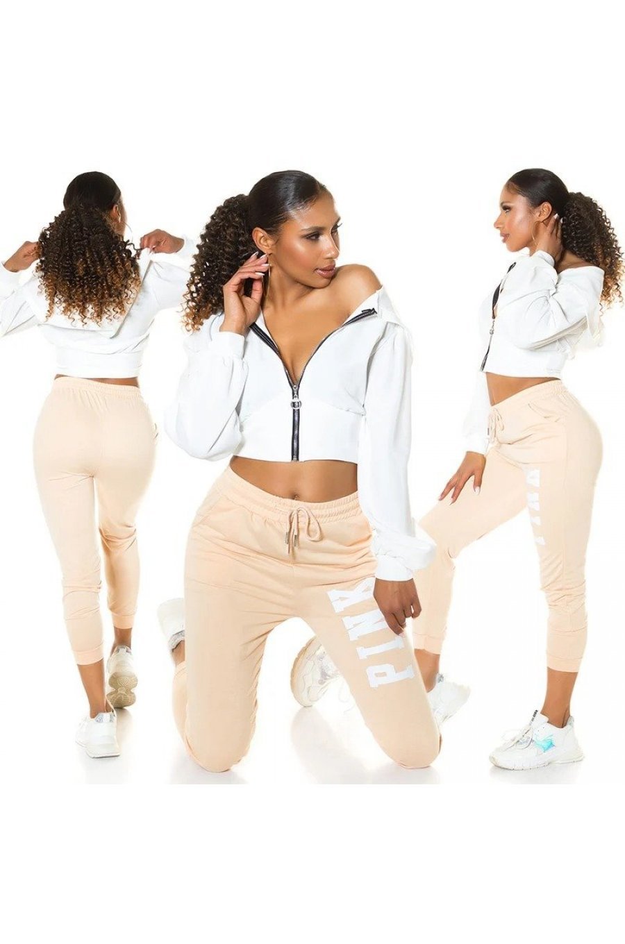Pantaloni trening de dama, bumbac, bej Moony Pantaloni trening de dama, bumbac, bej Moony 6 - jojofashion.ro