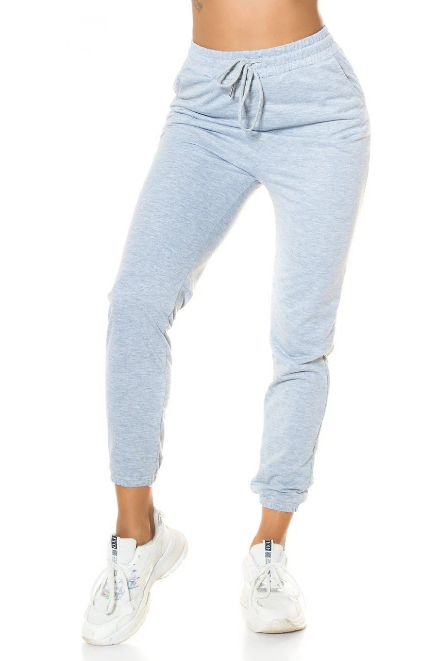 Pantaloni trening de dama bumbac, gri Malva Pantaloni trening de dama bumbac, gri Malva 1 - jojofashion.ro