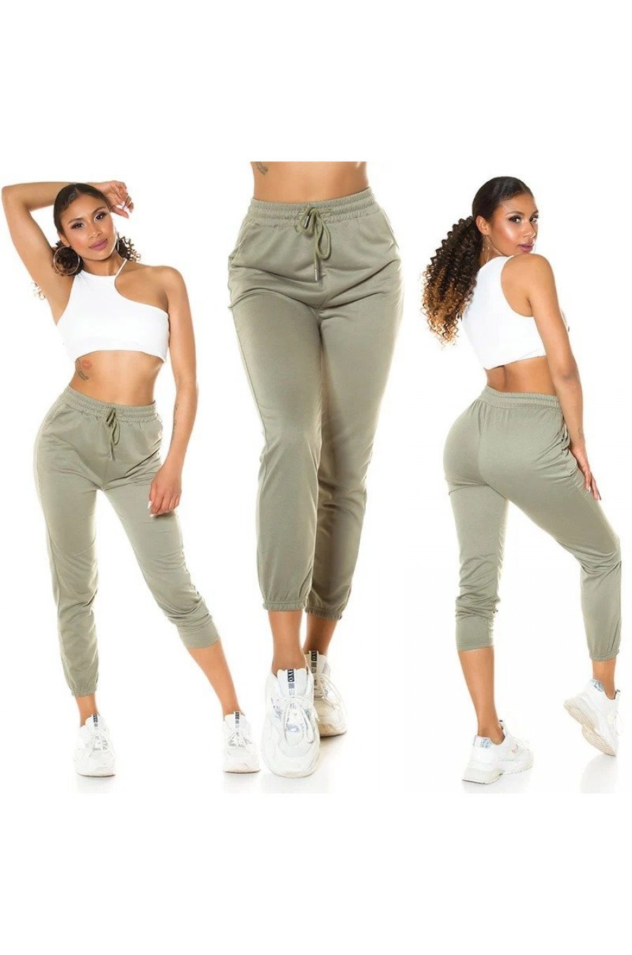 Pantaloni trening de dama bumbac, kaki Malva 5 - jojofashion.ro