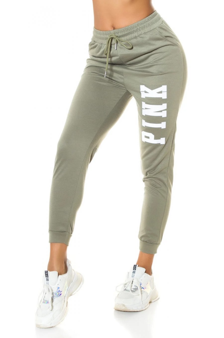 Pantaloni trening de dama, bumbac, kaki Moony Pantaloni trening de dama, bumbac, kaki Moony 1 - jojofashion.ro