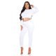 Trening dama casual, bumbac, alb, cu bluza scurta Diosa Trening dama casual, bumbac, alb, cu bluza scurta Diosa 4 - jojofashion.ro