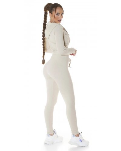 Trening dama bumbac, bej, mulat Maxine - jojofashion.ro