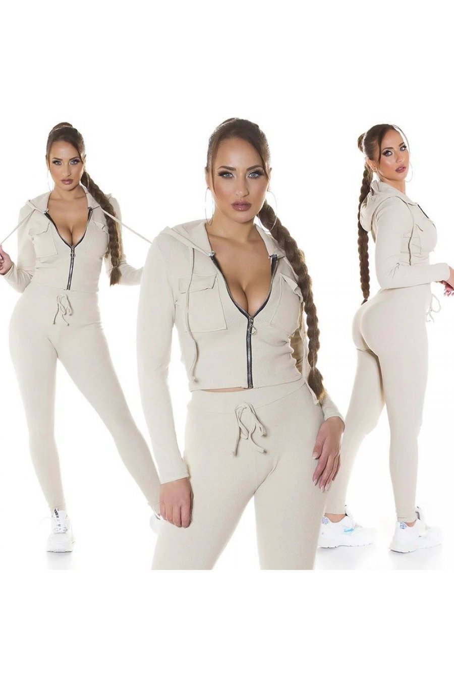 Trening dama bumbac, bej, mulat Maxine Trening dama bumbac, bej, mulat Maxine 4 - jojofashion.ro