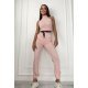 Trening dama bumbac cu striatii roz pal fara maneci Aerope Trening dama bumbac cu striatii roz pal fara maneci Aerope 2 - jojofashion.ro
