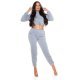 Trening dama casual, bumbac, gri, cu bluza scurta Diosa Trening dama casual, bumbac, gri, cu bluza scurta Diosa 2 - jojofashion.ro