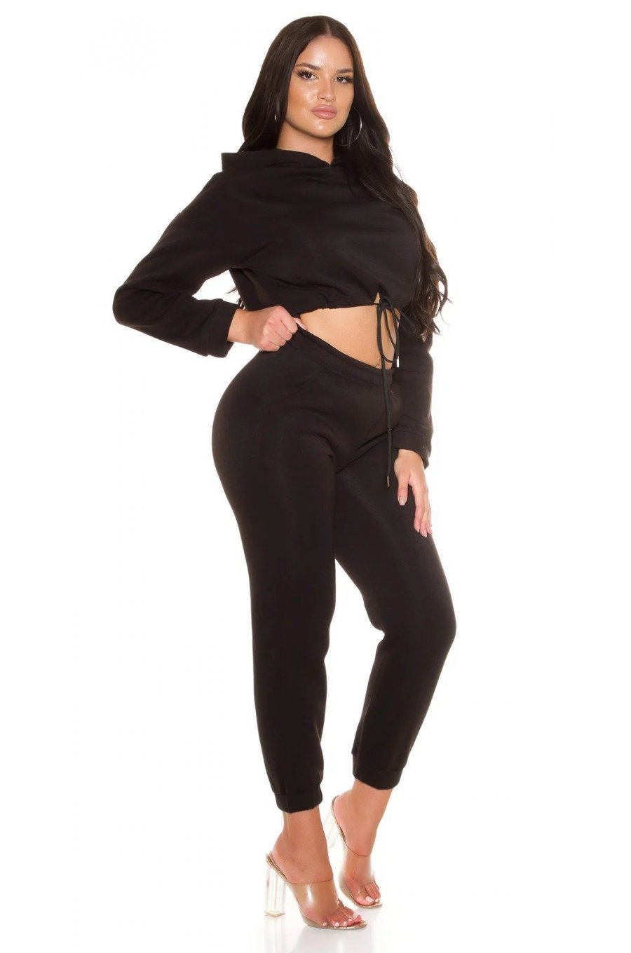 Trening dama bumbac, negru, cu bluza scurta Diosa Trening dama bumbac, negru, cu bluza scurta Diosa 4 - jojofashion.ro